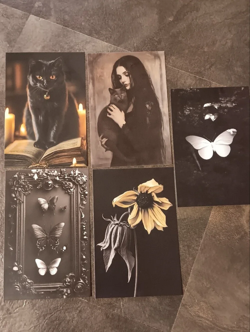 Dark Gothic Postcard Set Of 5, Academia Art Print Correspondence Notes 4x6